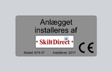 Anlægsskilt, Klistermærke