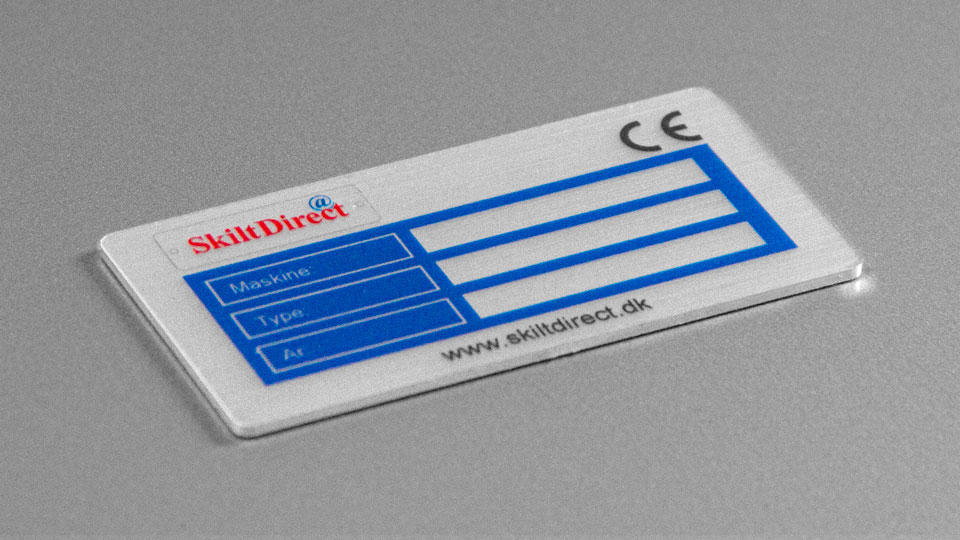 Aluminiumskilter, printet og indfarvet