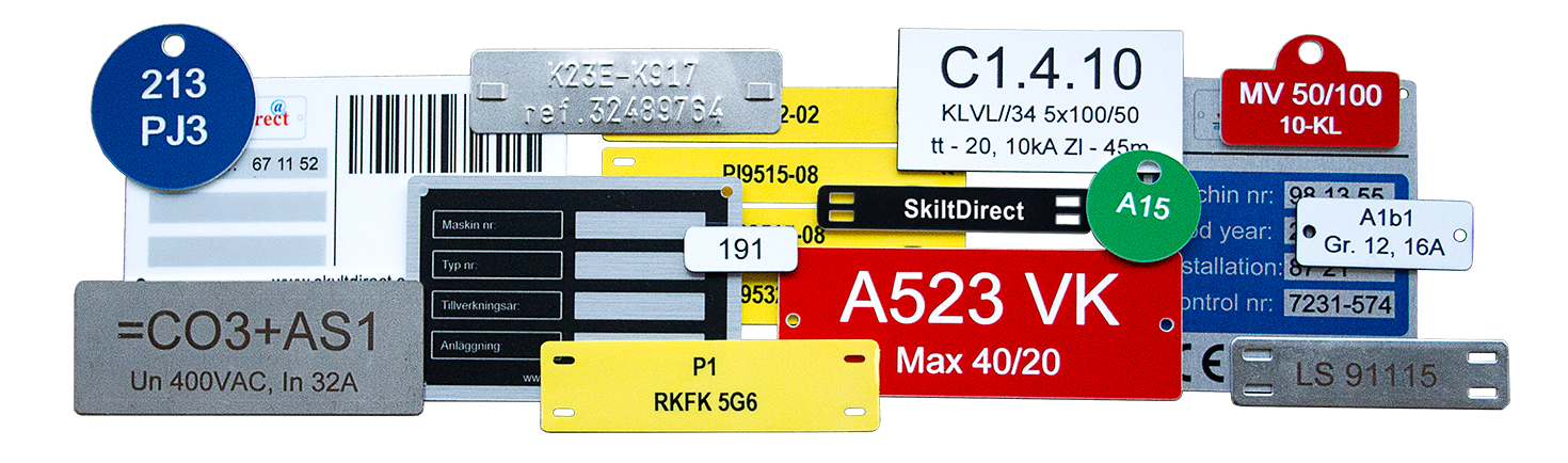 Eksempel på skilte og andre markeringer