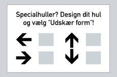 Graveret skilt med pile, hvid