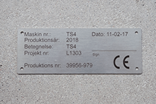 Maskinskilt, graveret rustfri stål