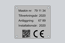 CE-skylt, graverad metall