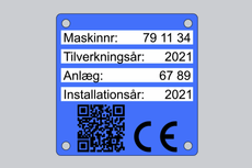 Maskinskilt med QR-kode