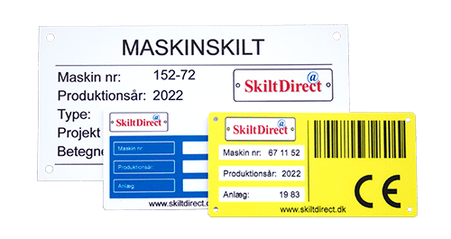 Skilte af printet aluminium